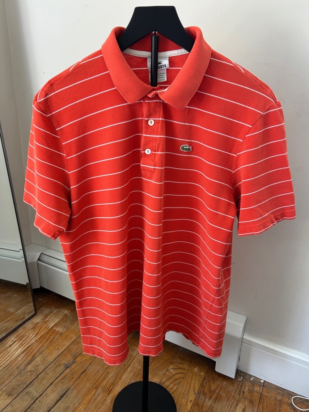 Lacoste Men's Orange Striped Polo Shirt